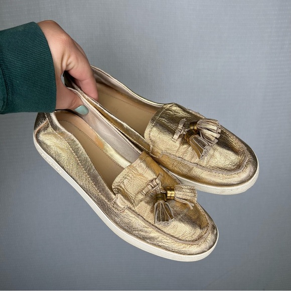 Michael Kors Shoes - Micheal Kors | MK Gold Slip On Loafer Shoe Boat Flats 7.5